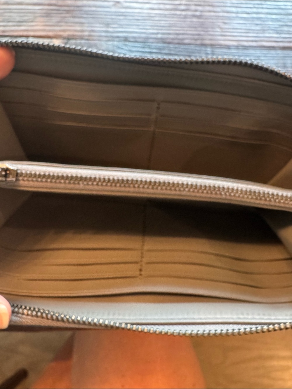 Coach Leather Zip Around Wallet Taupe Gray Pebbled Leather Long Wallet - Picture 3 of 8